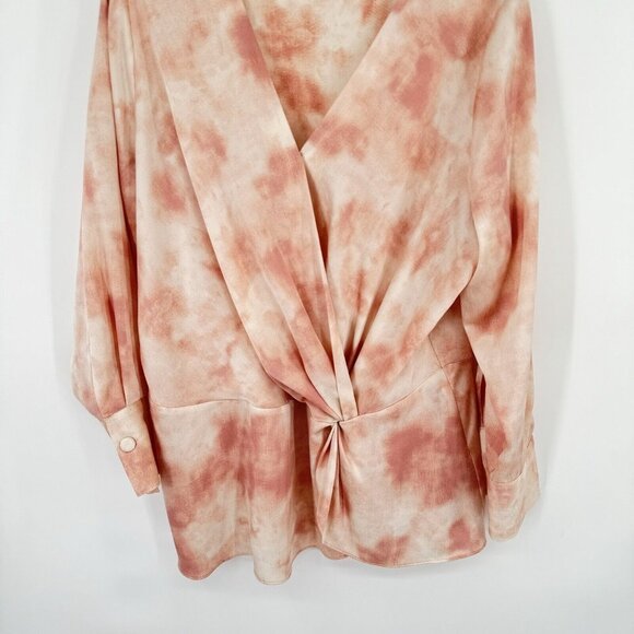 Vince Camuto women's blouse top V-neck peach tie-dye size 1X plus long sleeve - Picture 6 of 12